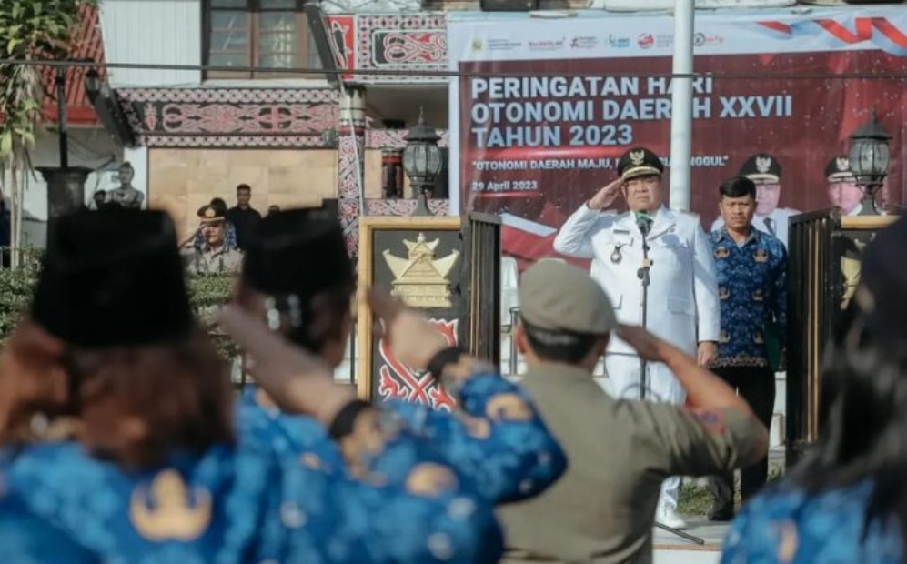 Upacara Peringatan Hari Otonomi Daerah Kabupaten Dairi.(foto/istimewa)