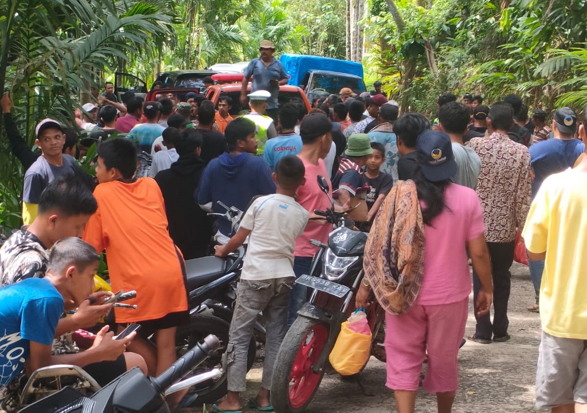 Lokasi Mobil Penumpan PAS Transport masuk kedalam jurang di di Dusun Lau Kinapan, Desa Batu Gun - Gun, Kecamatan Gunung Sitember, Kabupaten Dairi, Minggu (17/09/2023.(foto/ist)