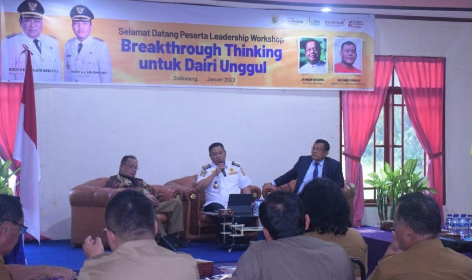 Acara workshop pemikiran terobosan kepemimpinan untuk Dairi Unggul di Hotel Beristra.(foto/ist)