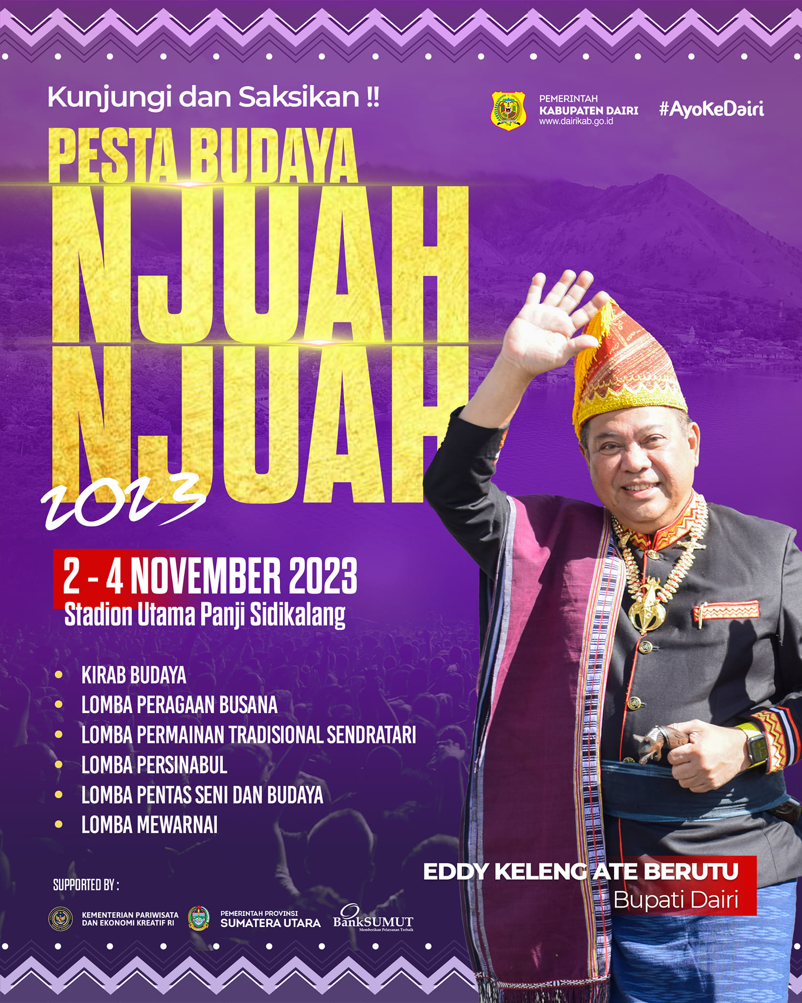 Bupati Eddy Berutu Ajak Warga Semarakkan Pesta Njuah-juah 2-4 November Mendatang. (foto/ist)