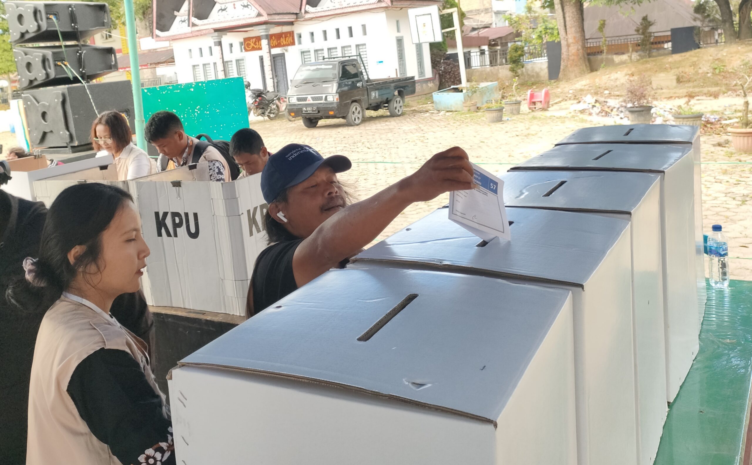 Simulasi Pemungutan Suara KPU Kabupaten Dairi di Gedung Djauli Manik Sidikalang.(foto/Iwan)