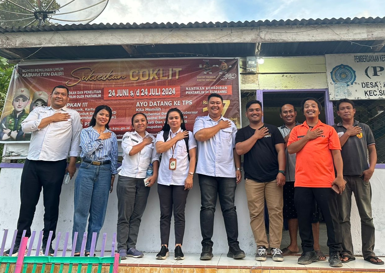 KPU Dairi monitoring data Coklit ke desa untuk Pilkada Dairi tahun 2024.(ist)