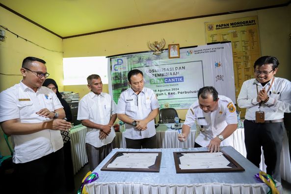 Penandatangan Nota Kesepahaman, Desa Bangun I masuk Nominasi Desa Cantik.(foto/ist)