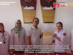 KPU Dairi Serahkan Dokumen Penetapan Paslon Perseorangan Memenuhi Persyaratan