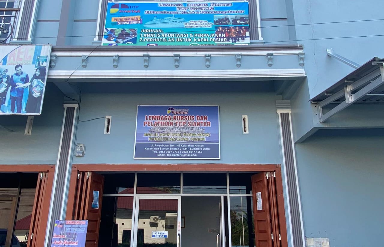 Kantor Lembaga Kursus dan Pelatihan (LKP) Traning Center Praktis (TCP) Siantar.(foto/Hegi)