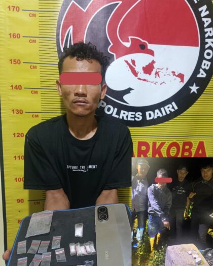 Foto: Sat Narkoba Polres Dairi membekuk seorang pria berinisial AJT (26) atas kepemilikan narkotika jenis sabu. (DT)